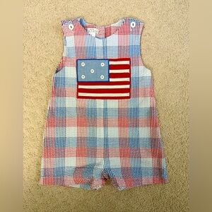 Petit Ami Patriotic Flag Plaid Romper 18M Boys 4th of July Outfit Memorial Day